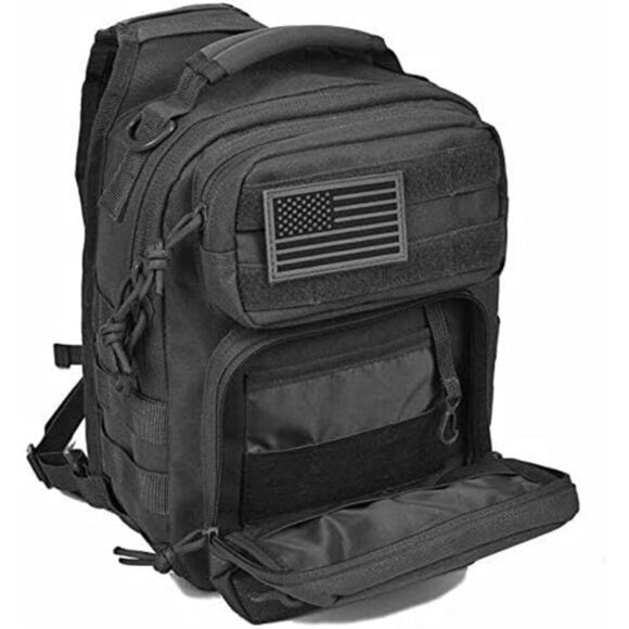 Tactical Sling Backpack Small EDC Shoulder Bag for Travel Range Hiking Black - Picture 4 of 8
